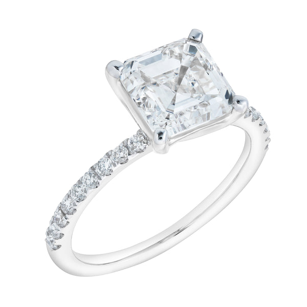 LuvMyJewelry Ani 14K White Gold Emerald Cut Lab Grown Diamond Engagement Ring - 2.7 Ct