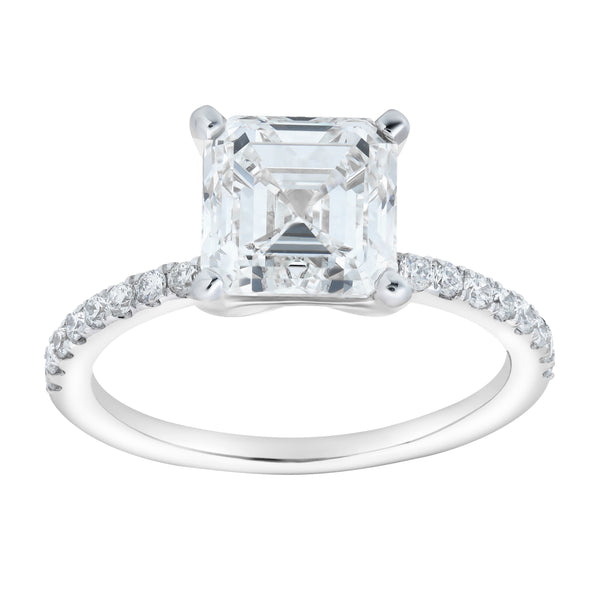 LuvMyJewelry Ani 14K White Gold Emerald Cut Lab Grown Diamond Engagement Ring - 2.7 Ct