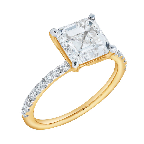 LuvMyJewelry Ani 14K Yellow Gold Emerald Cut Lab Grown Diamond Engagement Ring - 2.7 Ct