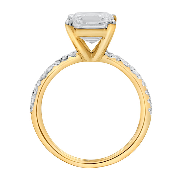 LuvMyJewelry Ani 14K Yellow Gold Emerald Cut Lab Grown Diamond Engagement Ring - 2.7 Ct