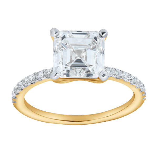 LuvMyJewelry Ani 14K Yellow Gold Emerald Cut Lab Grown Diamond Engagement Ring - 2.7 Ct