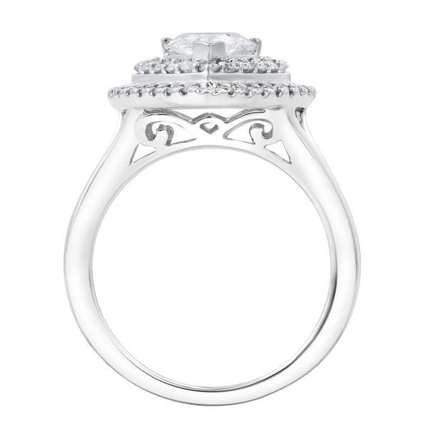 LuvMyJewelry Anisa 14K White Gold Pear Lab Grown Diamond Halo Engagement Ring - 2.5 Ct