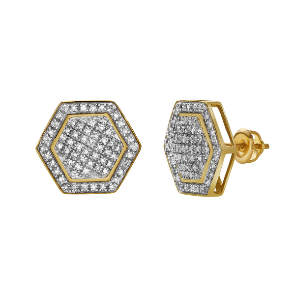 LuvMyJewelry Anseio 10K Yellow Gold Diamond Unisex Earrings - 0.44 Cts