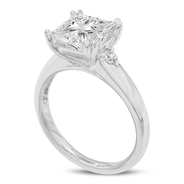 LuvMyJewelry Antoaneta 14K White Gold Princess Cut Lab Grown Diamond Engagement Ring - 3 Ct