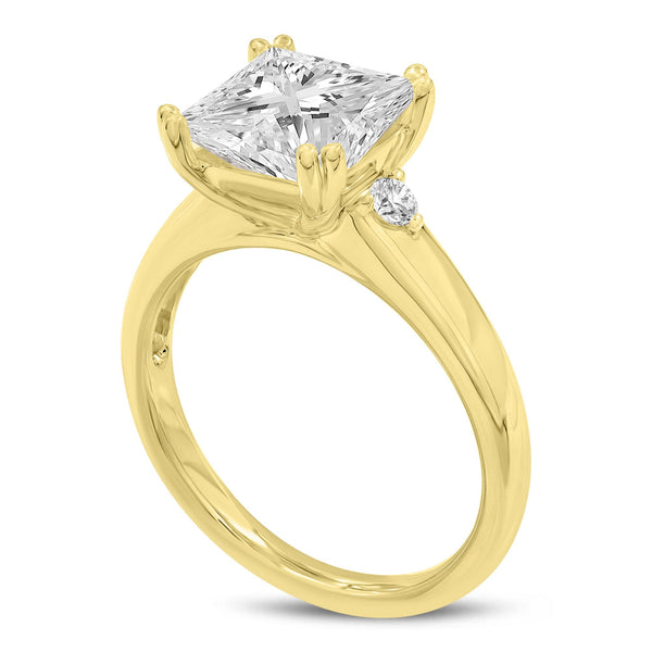 LuvMyJewelry Antoaneta 14K Yellow Gold Princess Cut Lab Grown Diamond Engagement Ring - 3 Ct