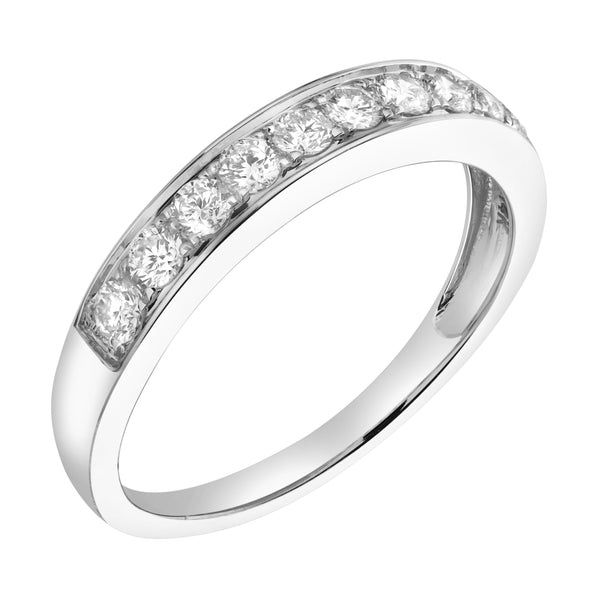 LuvMyJewelry Apex 14K White Gold Round Diamond Studded Band Ring - 0.5cts