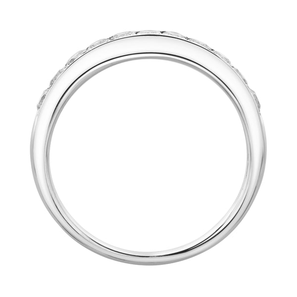 LuvMyJewelry Apex 14K White Gold Round Diamond Studded Band Ring - 0.5cts