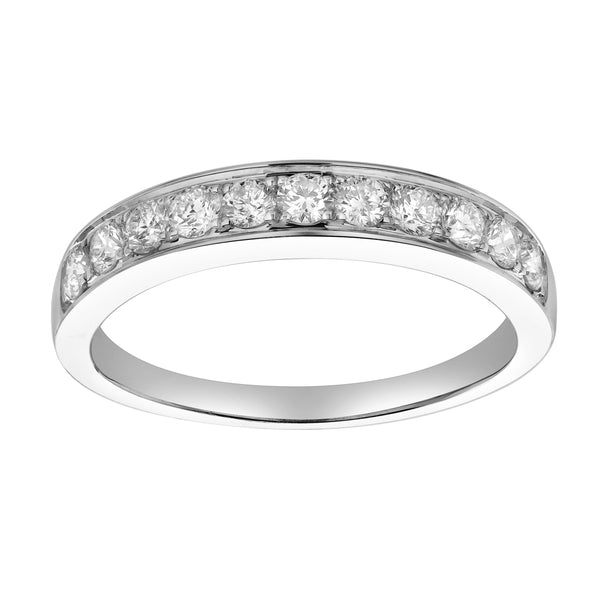 LuvMyJewelry Apex 14K White Gold Round Diamond Studded Band Ring - 0.5cts