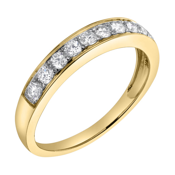 LuvMyJewelry Apex 14K Yellow Gold Round Diamond Studded Band Ring - 0.5cts