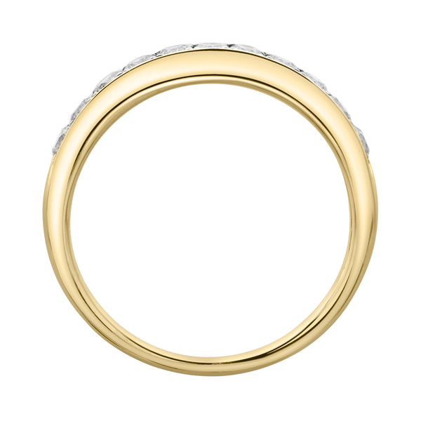 LuvMyJewelry Apex 14K Yellow Gold Round Diamond Studded Band Ring - 0.5cts