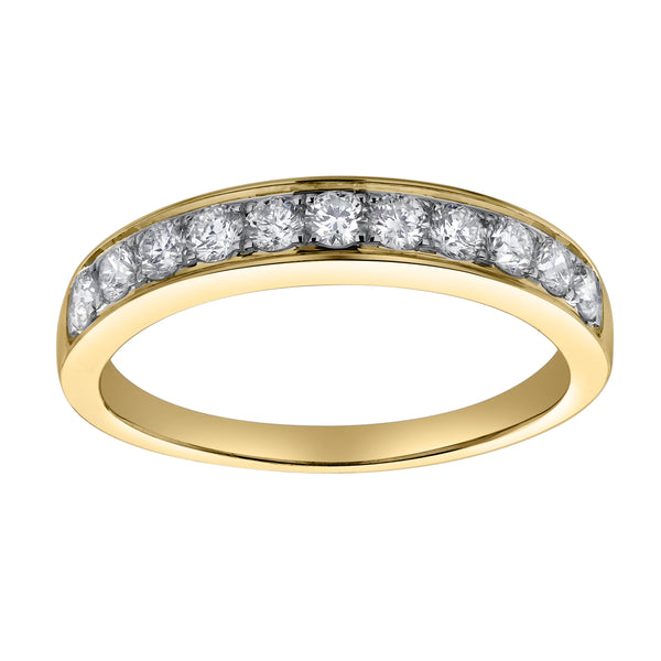 LuvMyJewelry Apex 14K Yellow Gold Round Diamond Studded Band Ring - 0.5cts