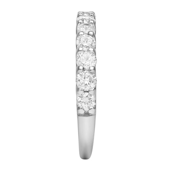 LuvMyJewelry Aria 14K White Gold Round Diamond Studded Half Eternity Band Ring - 1 Ct