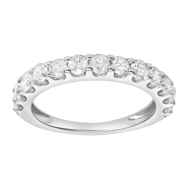 LuvMyJewelry Aria 14K White Gold Round Diamond Studded Half Eternity Band Ring - 1 ct