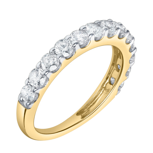 LuvMyJewelry Aria 14K Yellow Gold Round Diamond Studded Half Eternity Band Ring - 1 Ct