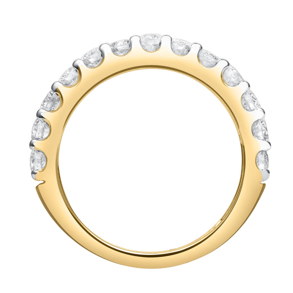 LuvMyJewelry Aria 14K Yellow Gold Round Diamond Studded Half Eternity Band Ring - 1 Ct