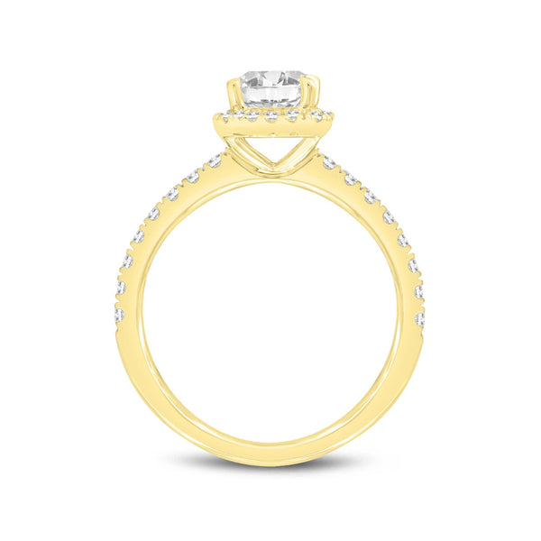 LuvMyJewelry Arpine 14K Yellow Gold Emerald Cut Lab Grown Diamond Halo Engagement Ring - 2 Ct