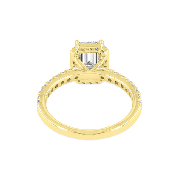LuvMyJewelry Arpine 14K Yellow Gold Emerald Cut Lab Grown Diamond Halo Engagement Ring - 2 Ct