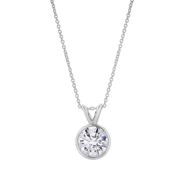 LuvMyJewelry Astral 14K White Gold Round Lab Grown Diamond Pendant - 2 Ctw