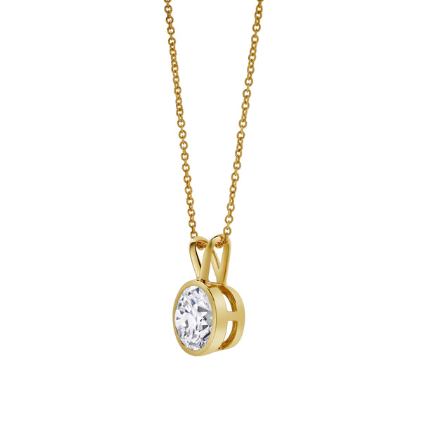 LuvMyJewelry Astral 14K Yellow Gold Round Lab Grown Diamond Pendant - 1.5 Ctw