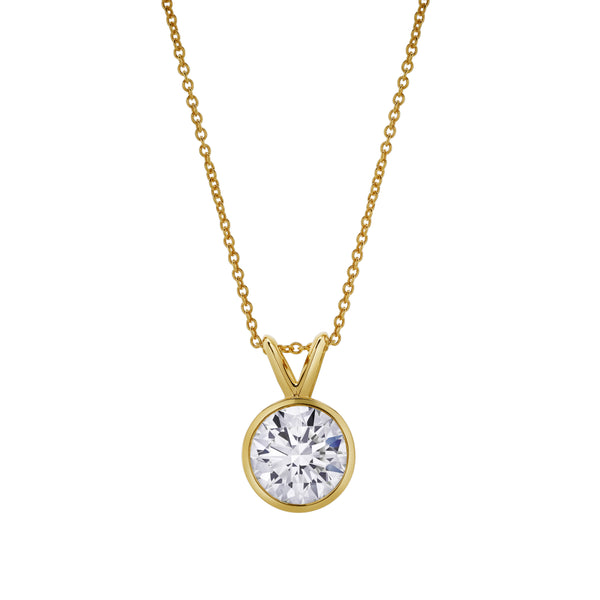 LuvMyJewelry Astral 14K Yellow Gold Round Lab Grown Diamond Pendant - 1 Ctw