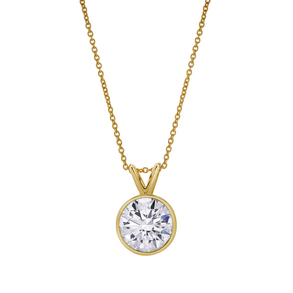 LuvMyJewelry Astral 14K Yellow Gold Round Lab Grown Diamond Pendant - 3 Ctw