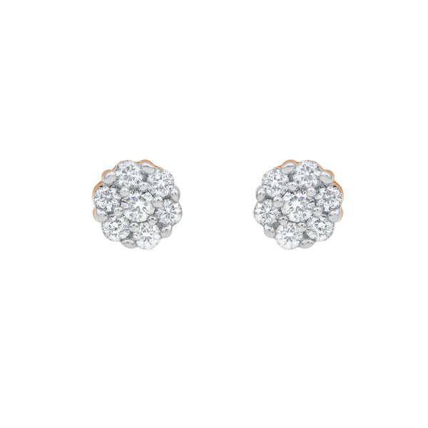 LuvMyJewelry Aura 14K Rose Gold Flower Cluster Diamond Unisex Earrings - 0.16 Ct