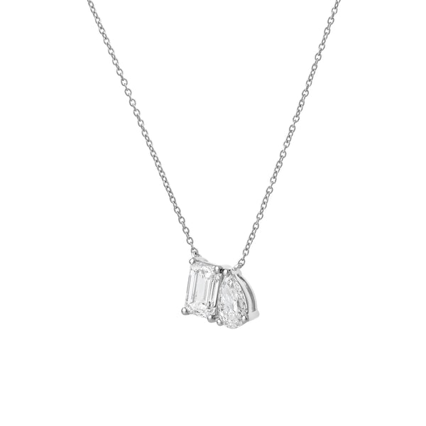 LuvMyJewelry Aurelia 14K White Gold Lab Grown Diamond Toi Et Moi Necklace – 1 Ct