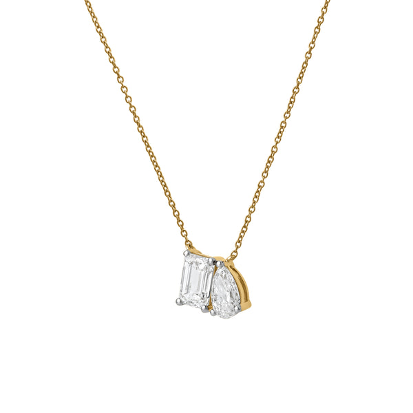 LuvMyJewelry Aurelia 14K Yellow Gold Lab Grown Diamond Toi Et Moi Necklace – 1.5 Ct