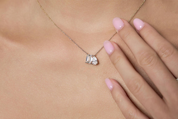 LuvMyJewelry Aurelia 14K Yellow Gold Lab Grown Diamond Toi Et Moi Necklace – 2 Ct