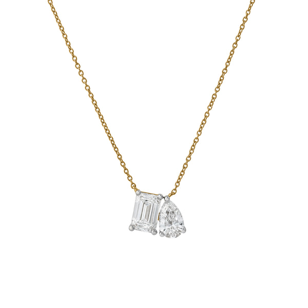 LuvMyJewelry Aurelia 14K Yellow Gold Lab Grown Diamond Toi Et Moi Necklace – 1 Ct