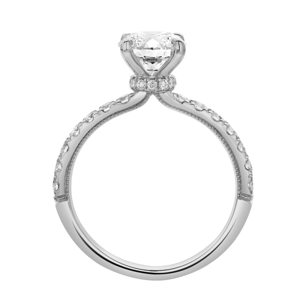 LuvMyJewelry Aurielle 14K White Gold Round Cut Hidden Halo Lab Grown Diamond Engagement Ring - 2 Ct