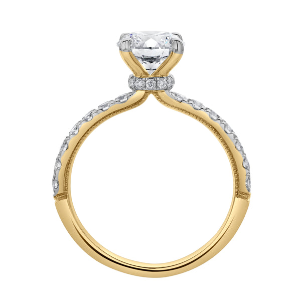 LuvMyJewelry Aurielle 14K Yellow Gold Round Cut Hidden Halo Lab Grown Diamond Engagement Ring - 2 Ct