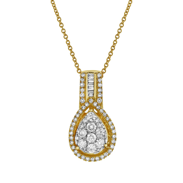 LuvMyJewelry Aurora Pear Diamond Pendant in 10K Yellow Gold