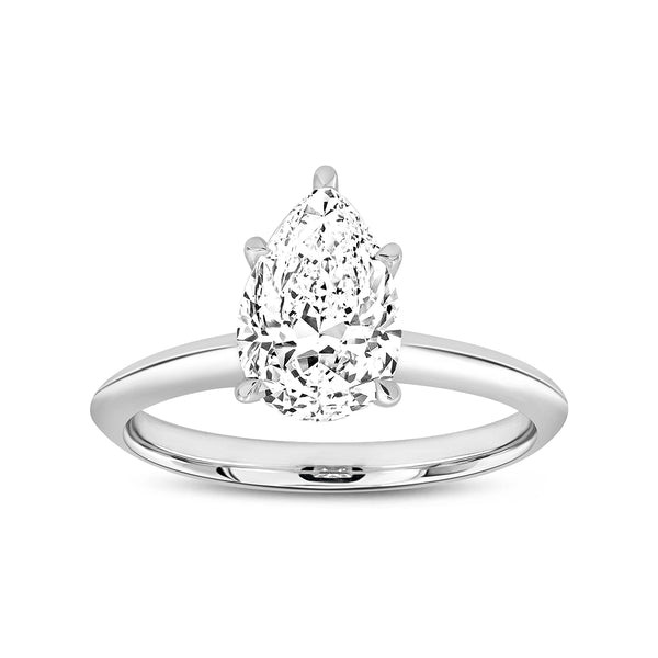 LuvMyJewelry Ava 14K White Gold Pear Lab Grown Diamond Solitaire Ring - 1.5 Ct