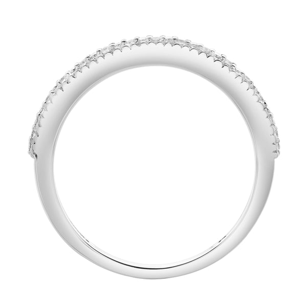 LuvMyJewelry Ava 14K White Gold Round Diamond Studded Band Ring - 0.06 Cts