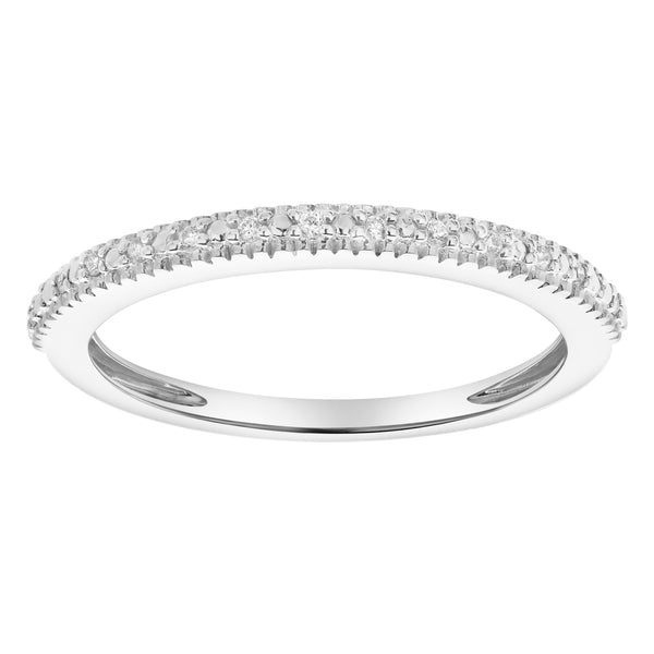 LuvMyJewelry Ava 14K White Gold Round Diamond Studded Band Ring - 0.06 cts