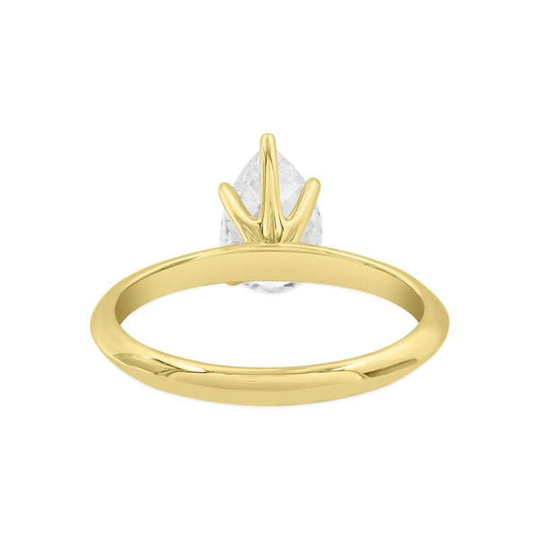 LuvMyJewelry Ava 14K Yellow Gold Pear Lab Grown Diamond Solitaire Ring - 1.5 Ct