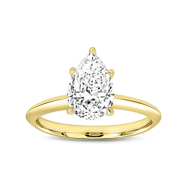 LuvMyJewelry Ava 14K Yellow Gold Pear Lab Grown Diamond Solitaire Ring - 1.5 Ct
