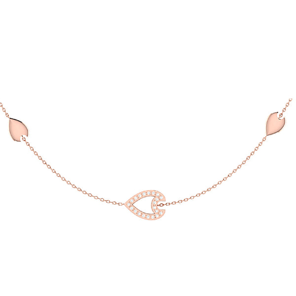 LuvMyJewelry Avani Open Raindrop Layered Diamond Necklace in 14K Rose Gold Vermeil on Sterling Silver