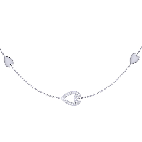 LuvMyJewelry Avani Open Raindrop Layered Diamond Necklace in Sterling Silver