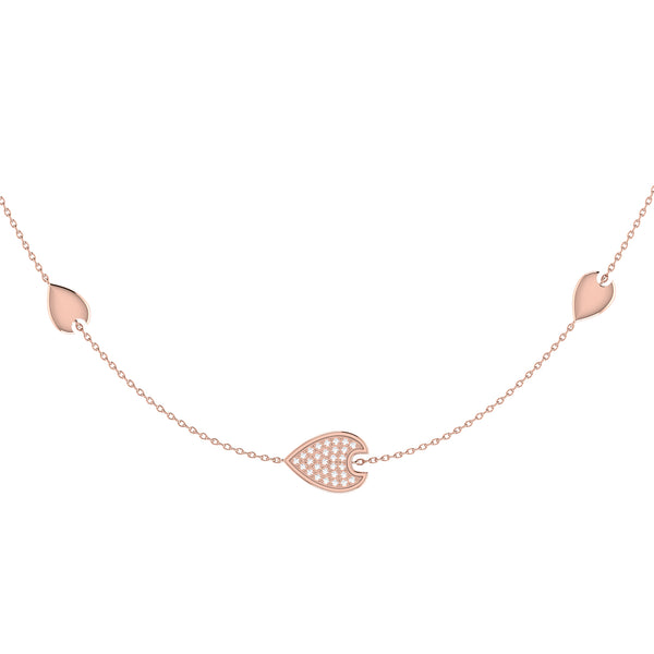 LuvMyJewelry Avani Raindrop Layered Diamond Necklace in 14K Rose Gold Vermeil on Sterling Silver