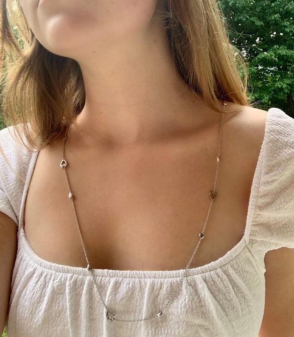 LuvMyJewelry Avani Raindrop Layered Diamond Necklace In Sterling Silver