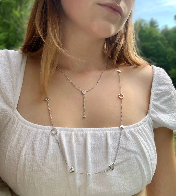 LuvMyJewelry Avani Skyline Geometric Layered Diamond Necklace In Sterling Silver