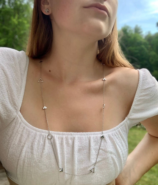 LuvMyJewelry Avani Skyline Geometric Layered Diamond Necklace In Sterling Silver