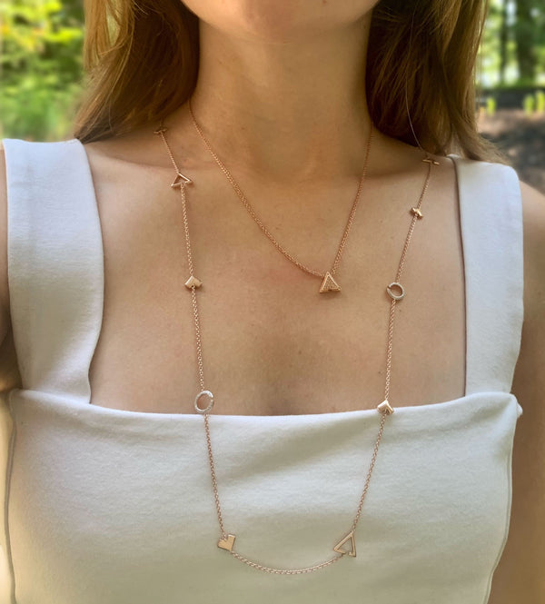 LuvMyJewelry Avani Skyline Geometric Layered Diamond Necklace In 14K Rose Gold Vermeil On Sterling Silver