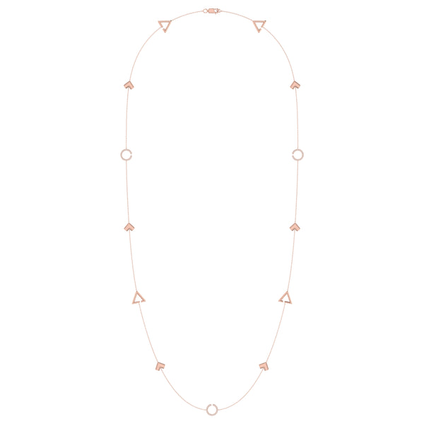 LuvMyJewelry Avani Skyline Geometric Layered Diamond Necklace In 14K Rose Gold Vermeil On Sterling Silver