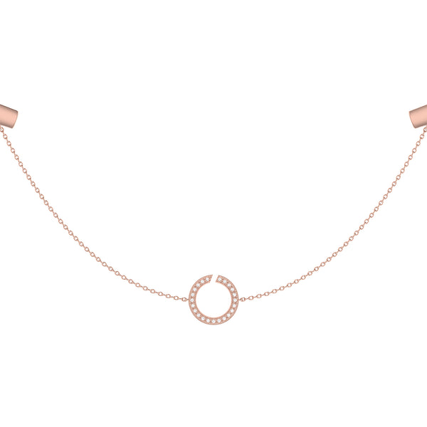 LuvMyJewelry Avani Skyline Geometric Layered Diamond Necklace in 14K Rose Gold Vermeil on Sterling Silver