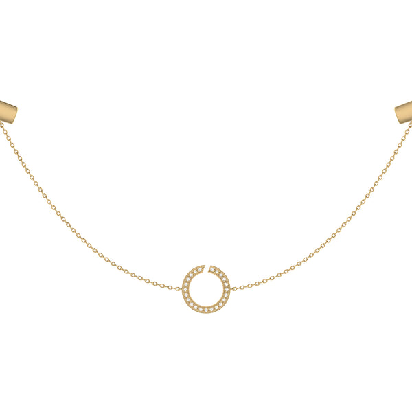 LuvMyJewelry Avani Skyline Geometric Layered Diamond Necklace in 14K Yellow Gold Vermeil on Sterling Silver