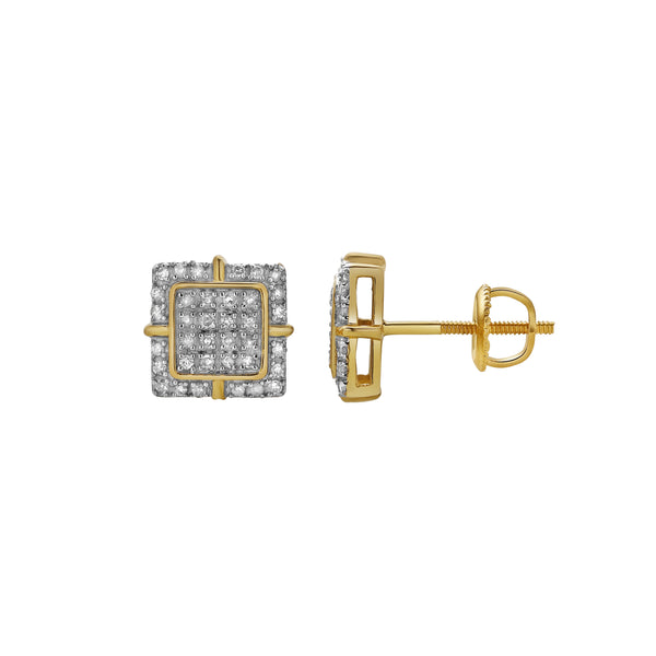 LuvMyJewelry Aventura 10K Yellow Gold Diamond Unisex Earrings - 0.21 Cts