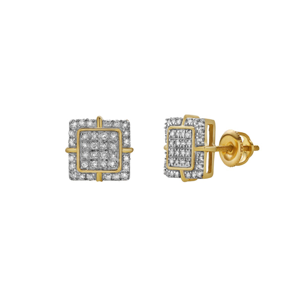 LuvMyJewelry Aventura 10K Yellow Gold Diamond Unisex Earrings - 0.21 Cts